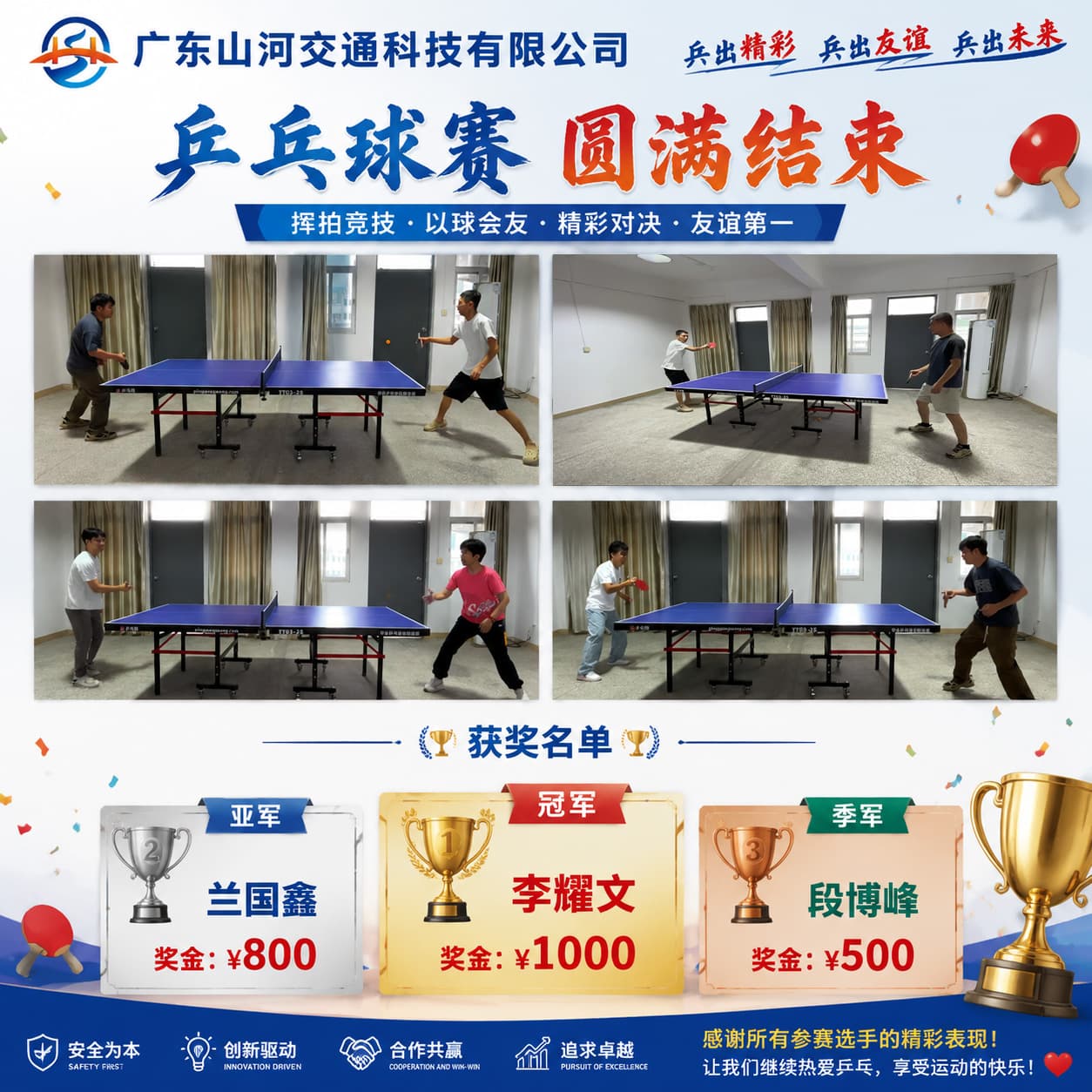 广东山河交通科技有限公司乒乓球赛圆满结束！